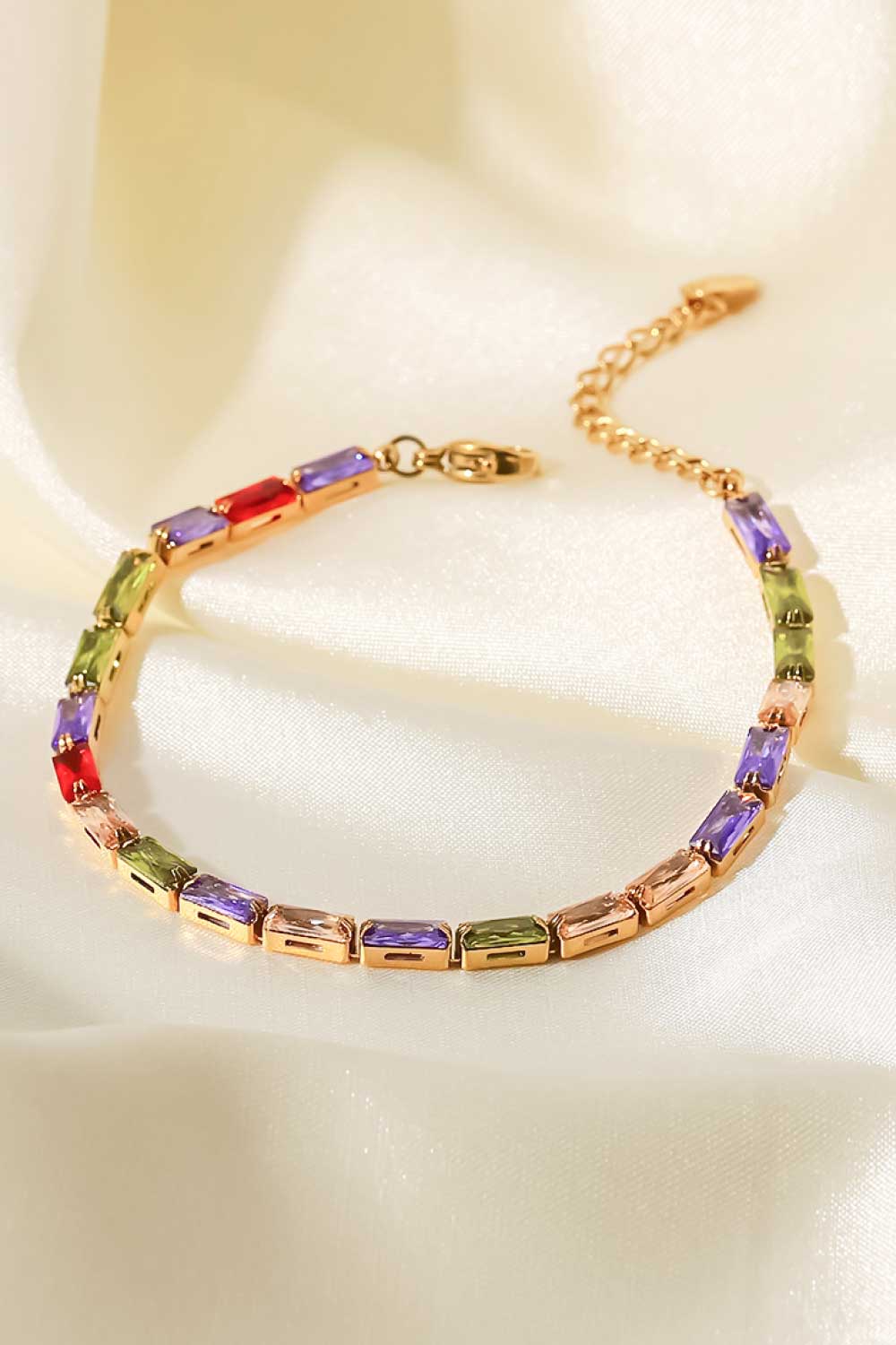 18K Gold Plated Multicolored Cubic Zirconia Bracelet 