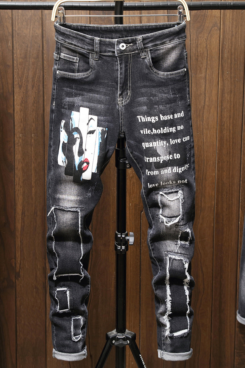 Ripped Men's Jeans Slim Fashion Men's Trousers