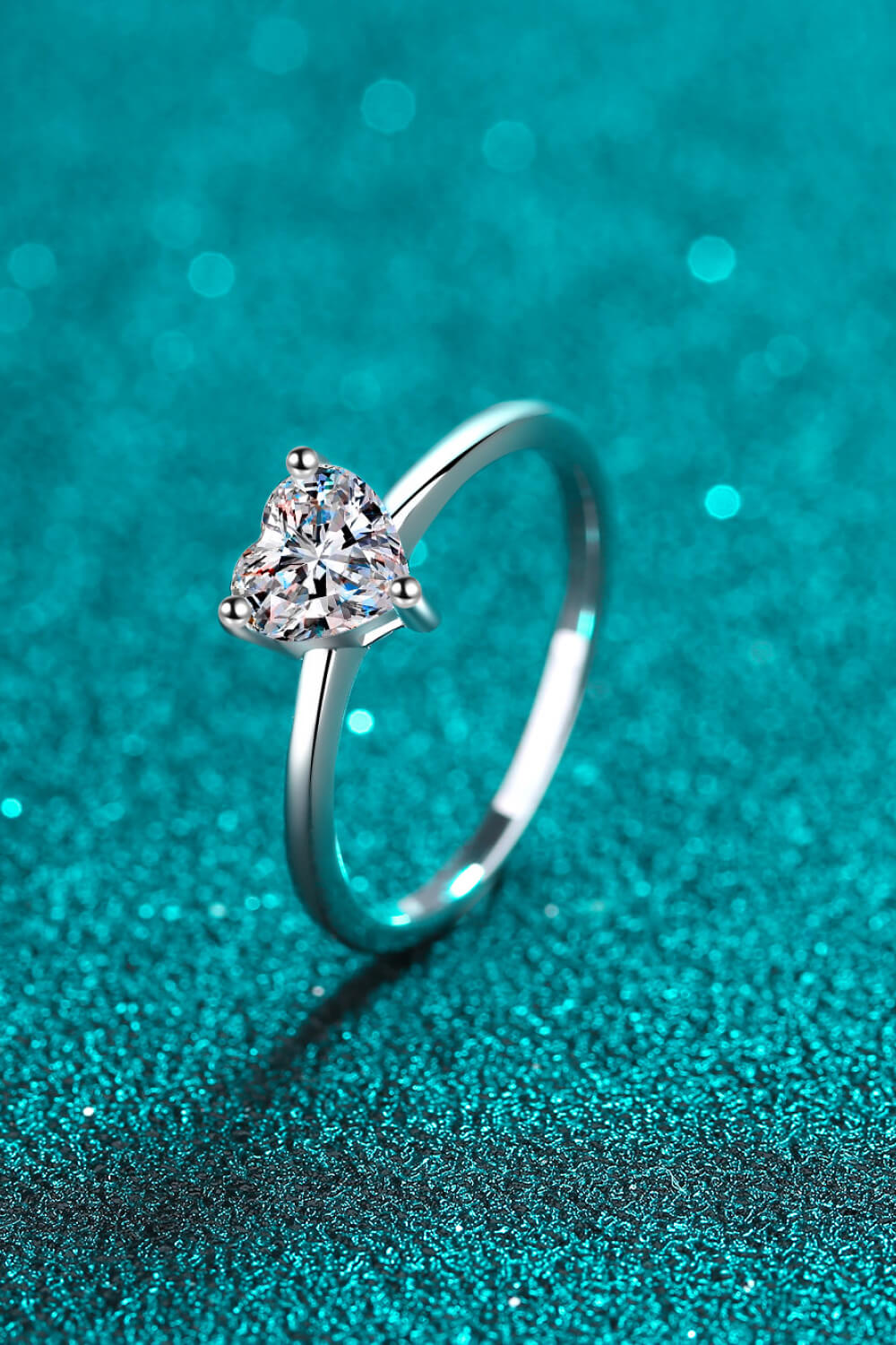 925 Sterling Silver Heart-Shaped Moissanite Solitaire Ring 