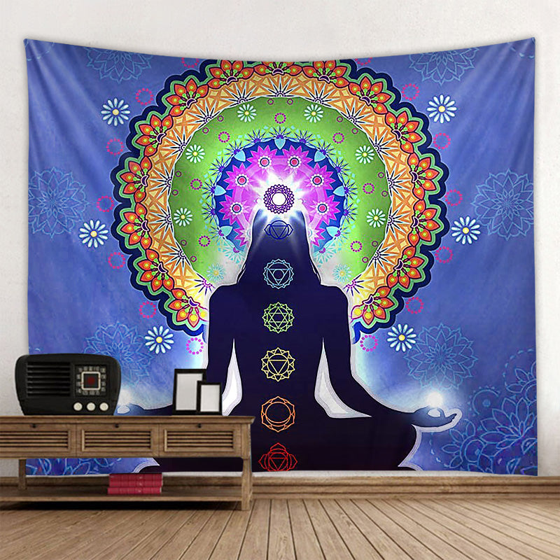 Boho Yoga Meditation Colorful Chakra Decorative Tapestry