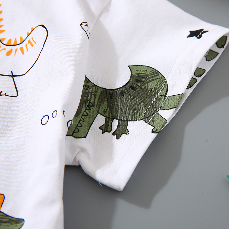 Full Print Dinosaur Simple Casual Boys Suit