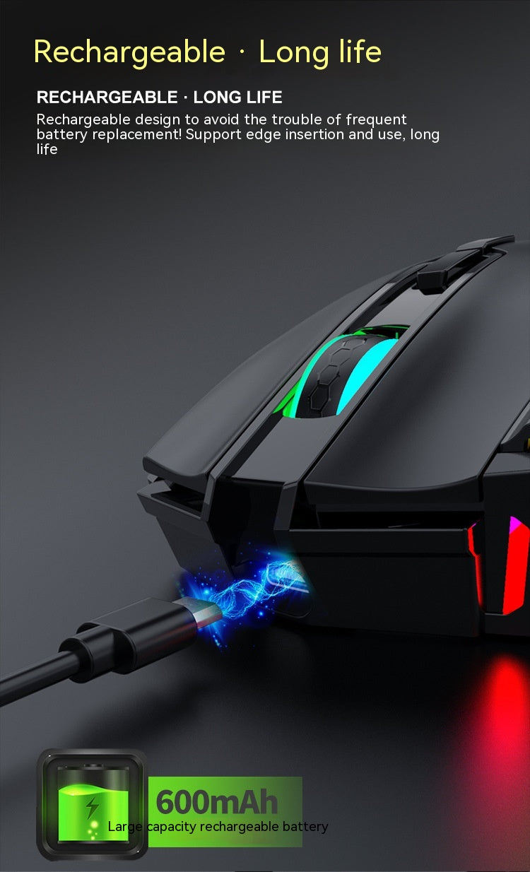 Rechargeable Wireless Gaming Mouse E-sports RGB Colorful