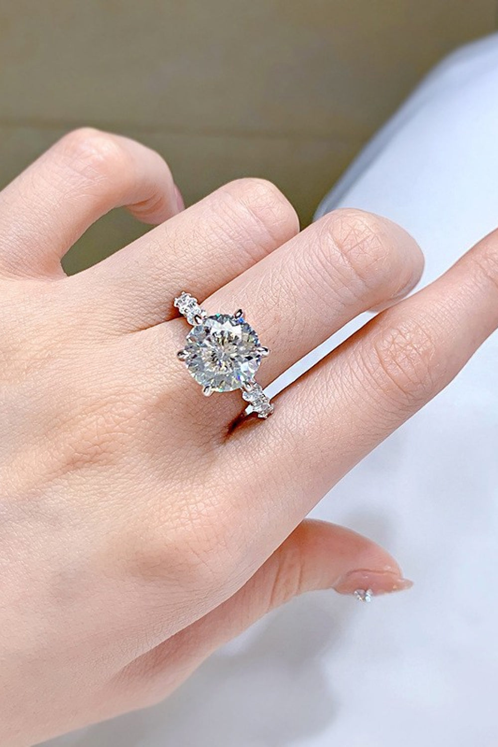 5 Carat Moissanite Side Stone Ring 