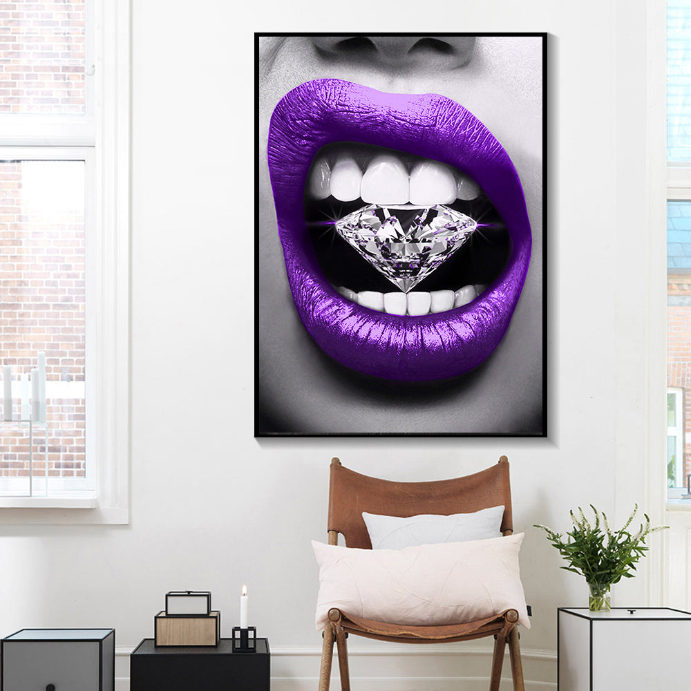 Lipstick Diamond Canvas For Living Room Decoration