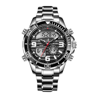 Dual Display Electronic Quartz Watch Men's Multifunctional Waterproof