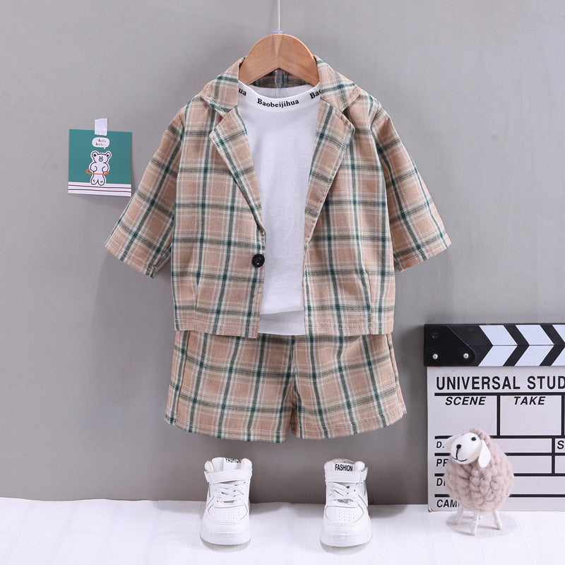 BOys Personality Lapel Three Piece Cardigan Suit