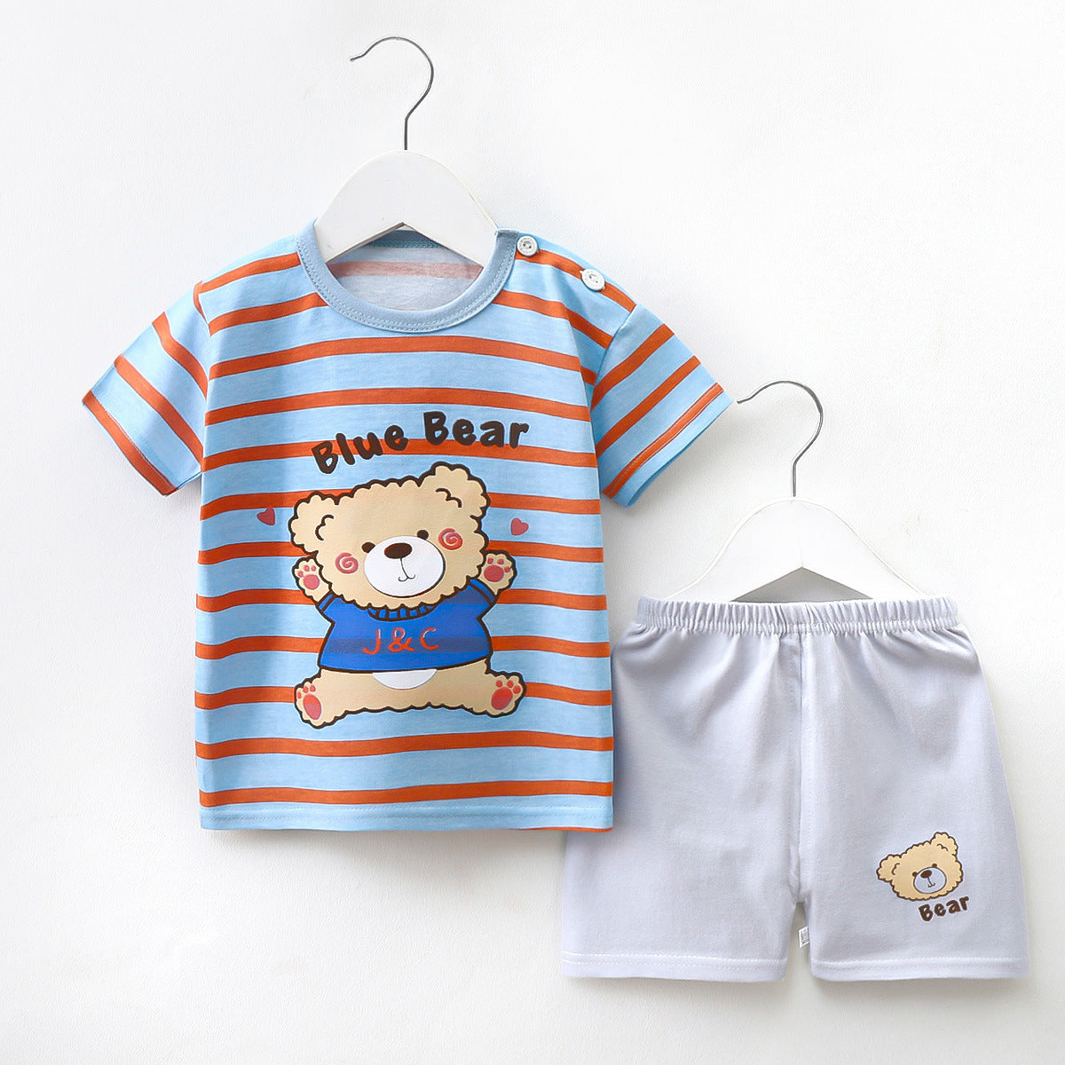 Children's Short Sleeve Pure Cotton Two-piece Suit