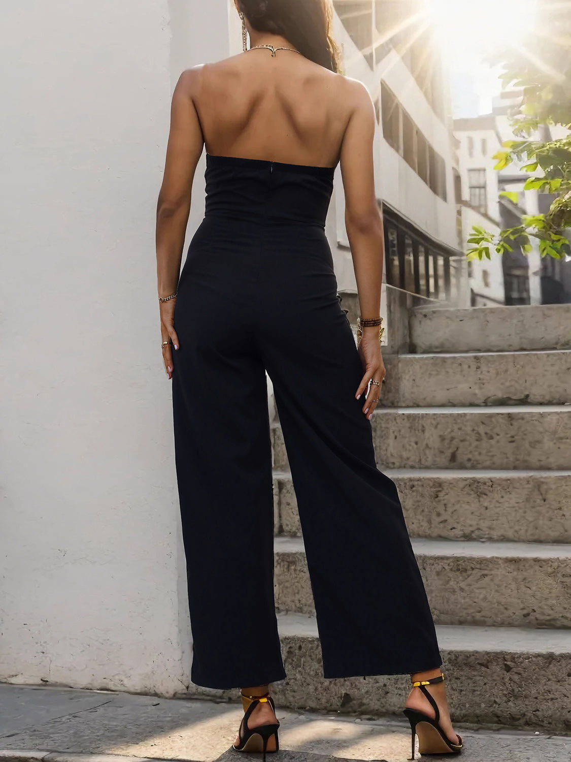 Tube Sleeveless Wide Leg Jumpsuit 