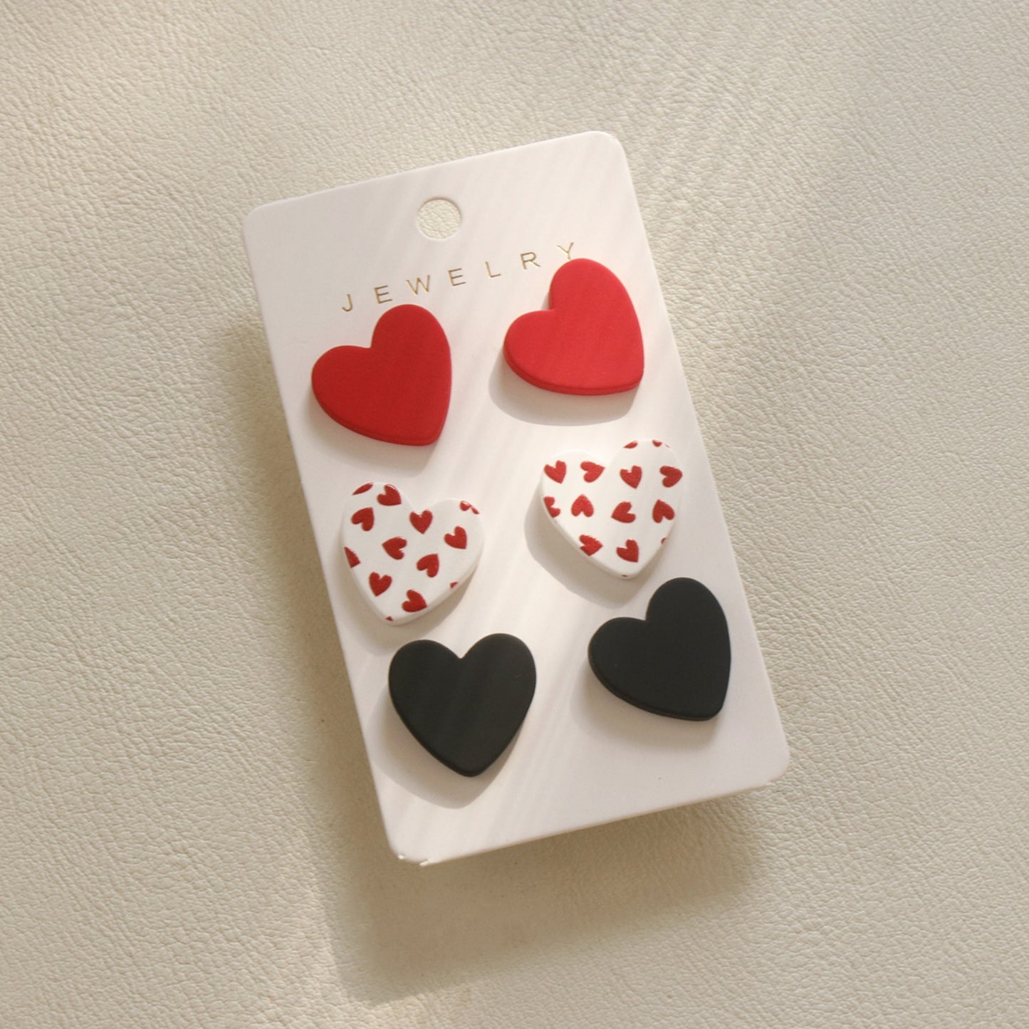 3 Piece Acrylic Heart Stud Earrings 