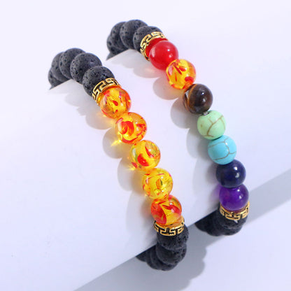 Seven Chakra Natural Volcanic Stone Aromatherapy Beaded Bracelet Energy Yoga Bracelet