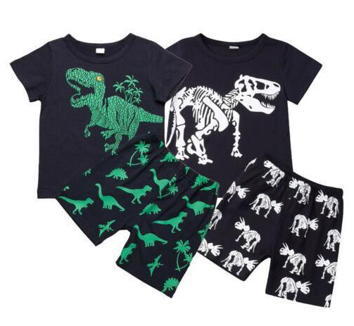 Children's Short-sleeved Pajamas Set Home Clothes Dinosaur Shorts