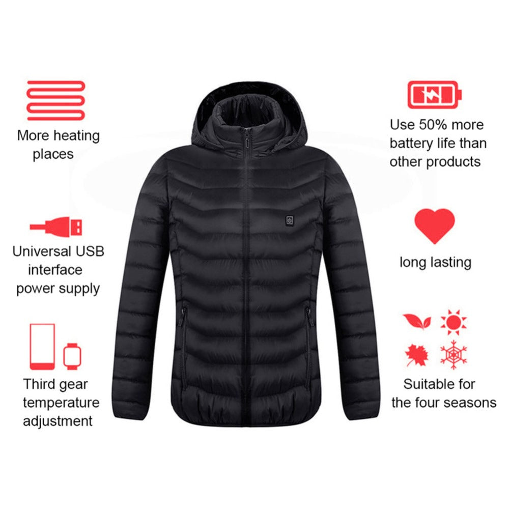 New Heated Jacket Coat USB Electric Jacket Cotton Coat Heater Thermal Clothing 