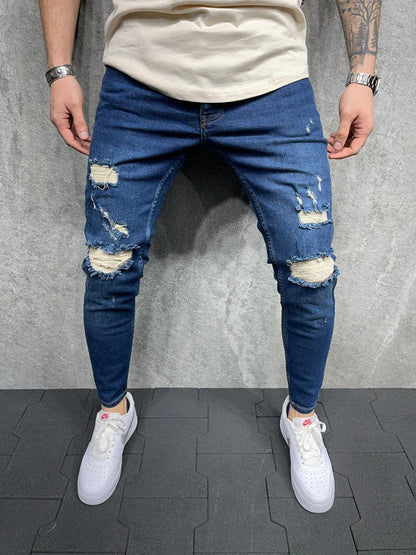 Slim-fit Ripped Stretch Men's Denim Trousers