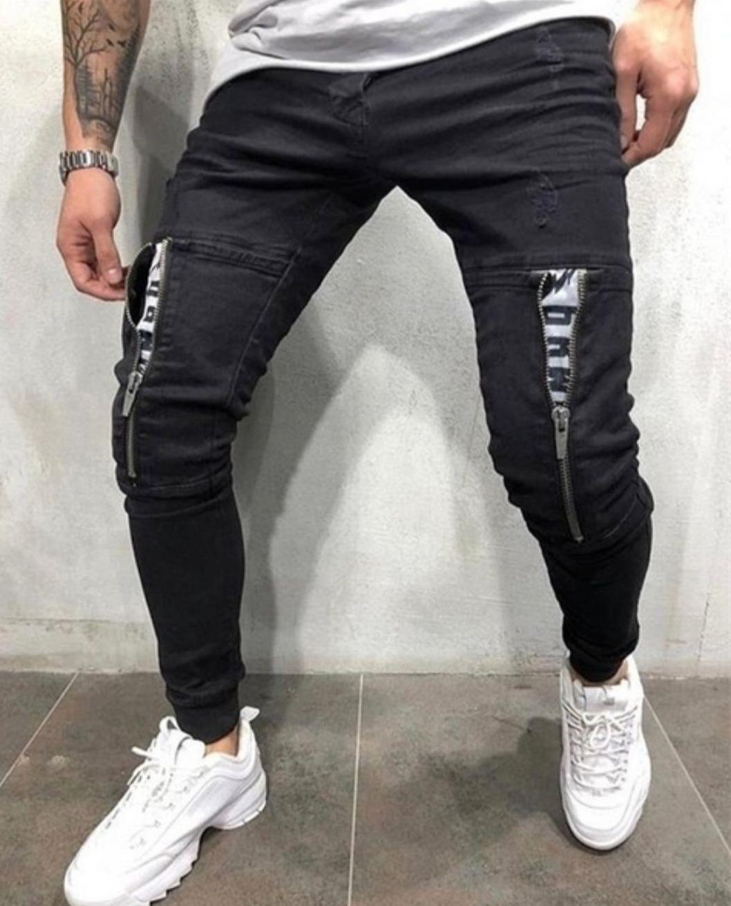 Ripped stretch slim pants