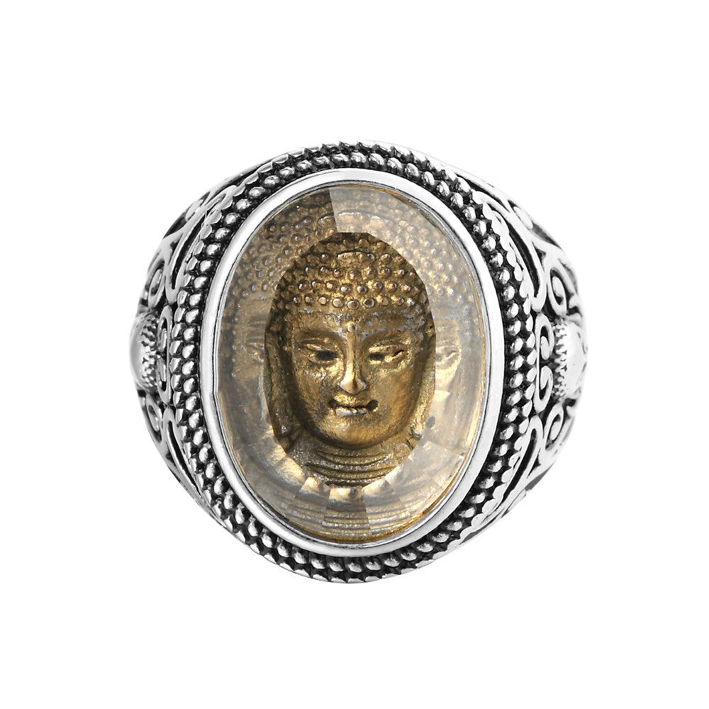 Buddha head titanium steel ring