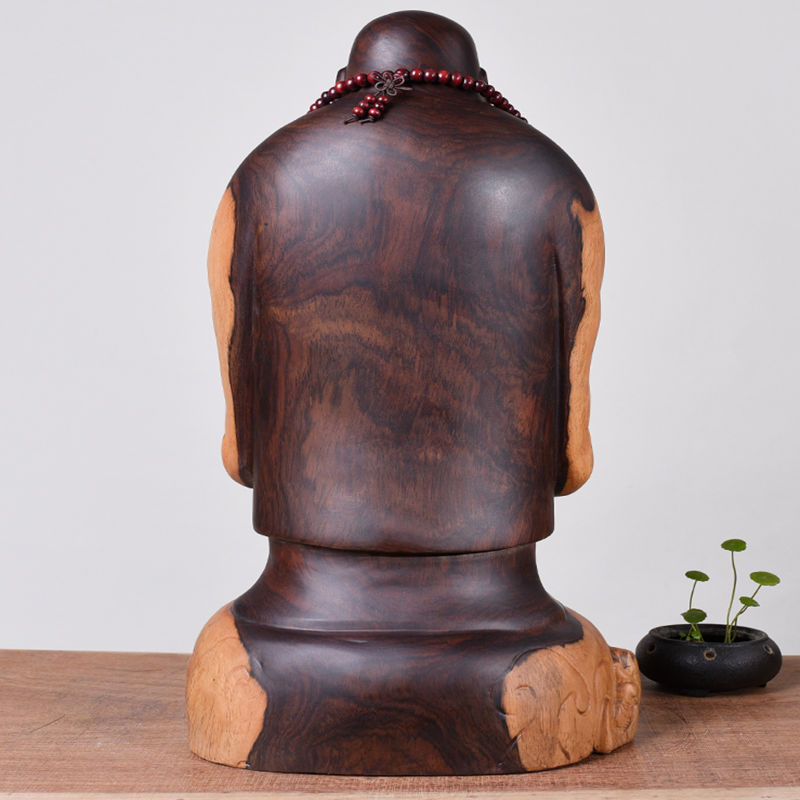 Ebony wood carving Maitreya Buddha statue decoration