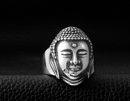 Sakyamuni Buddha head steel titanium ring