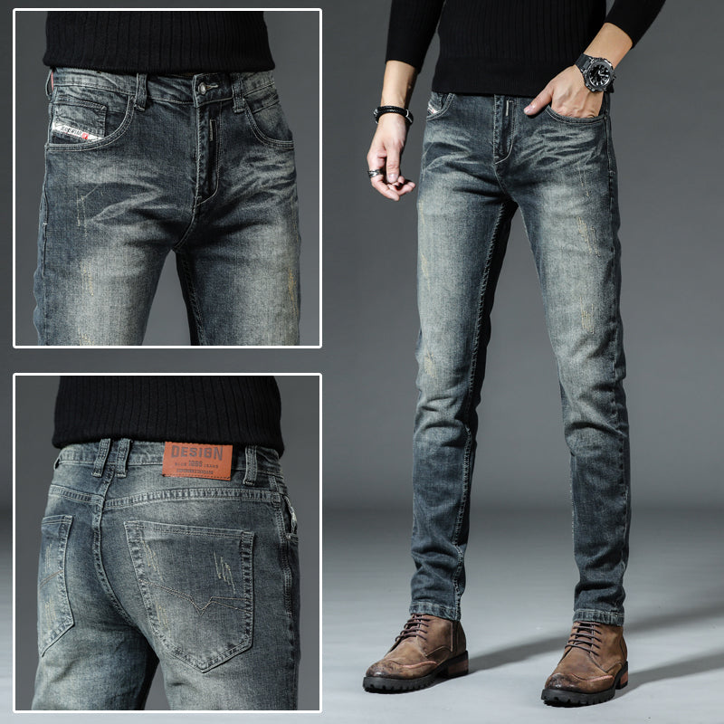 Casual Retro Jeans Men's Slim Straight Tube Autumn And Winter