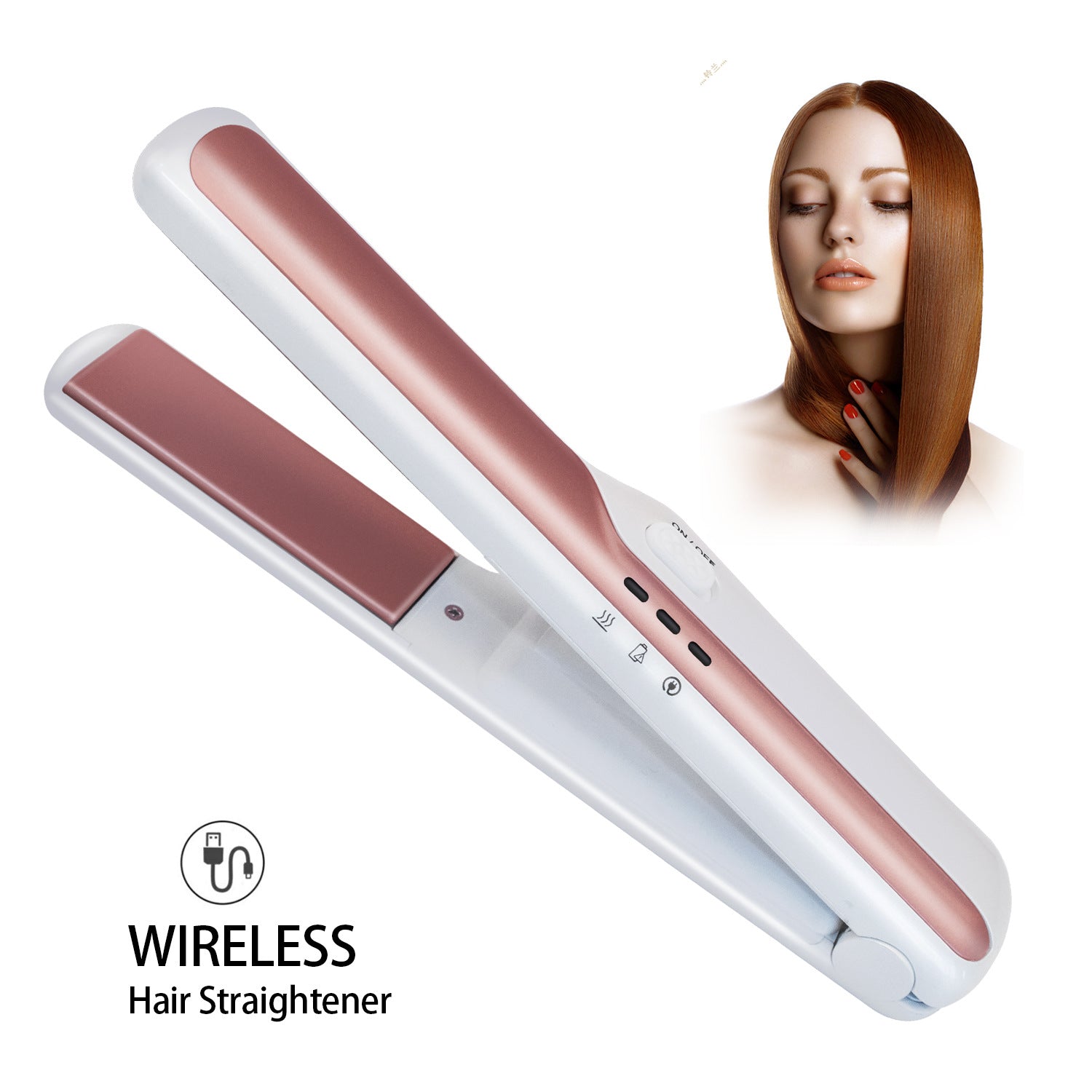 USB wireless charging hair straightener 