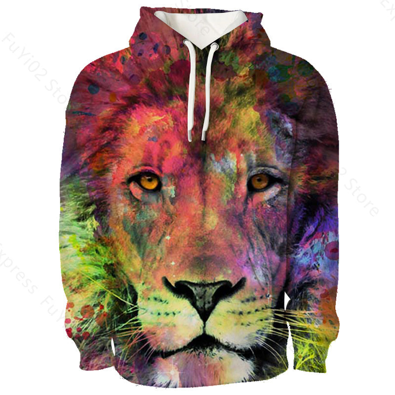 Animal 3d Wolf Pattern Hoodie Men And Women Sports Casual Wear