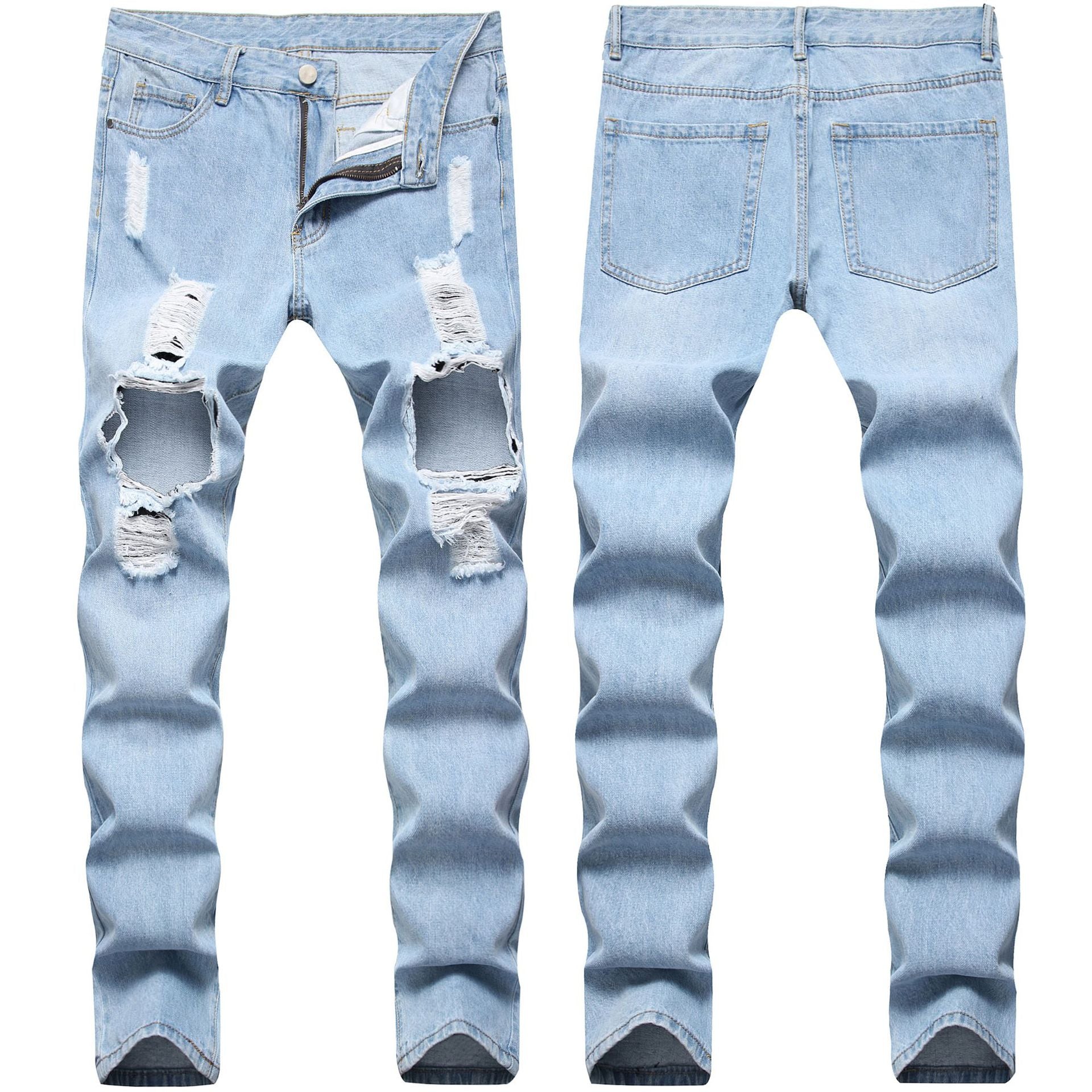 Men's Light Blue Ripped Jeans