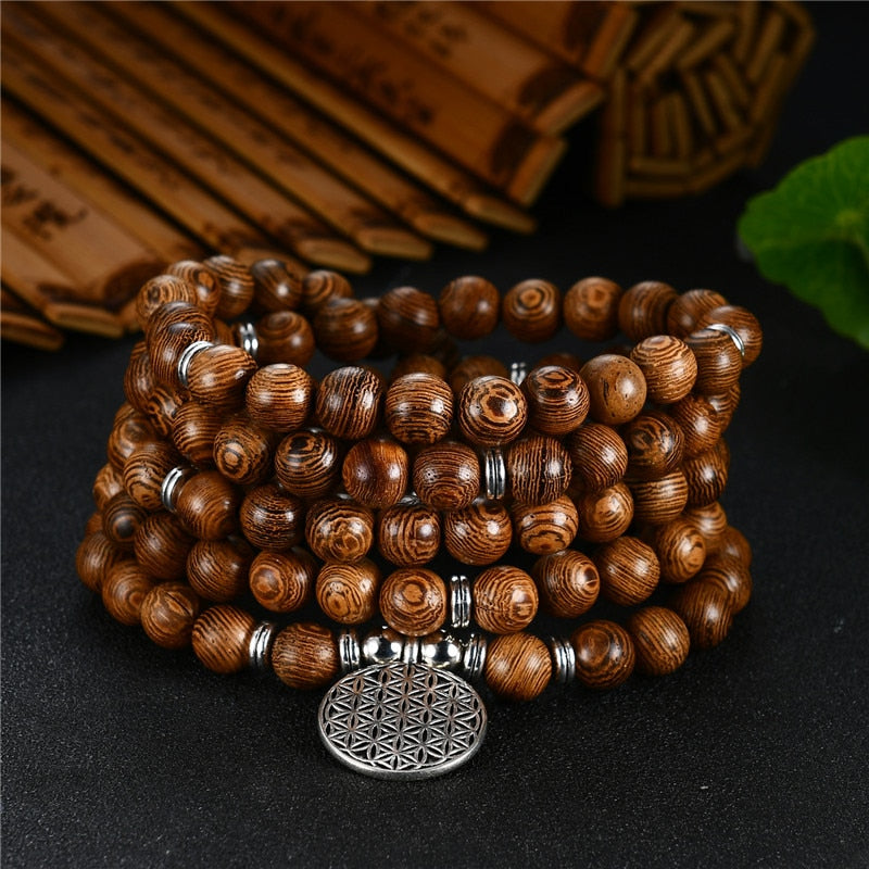 108 bracelets Buddha OM lotus pendant handmade necklace