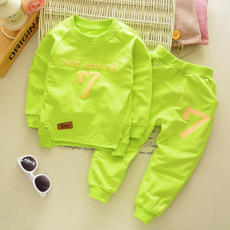 Alphanumeric 7 suit male and female baby two-piece suit