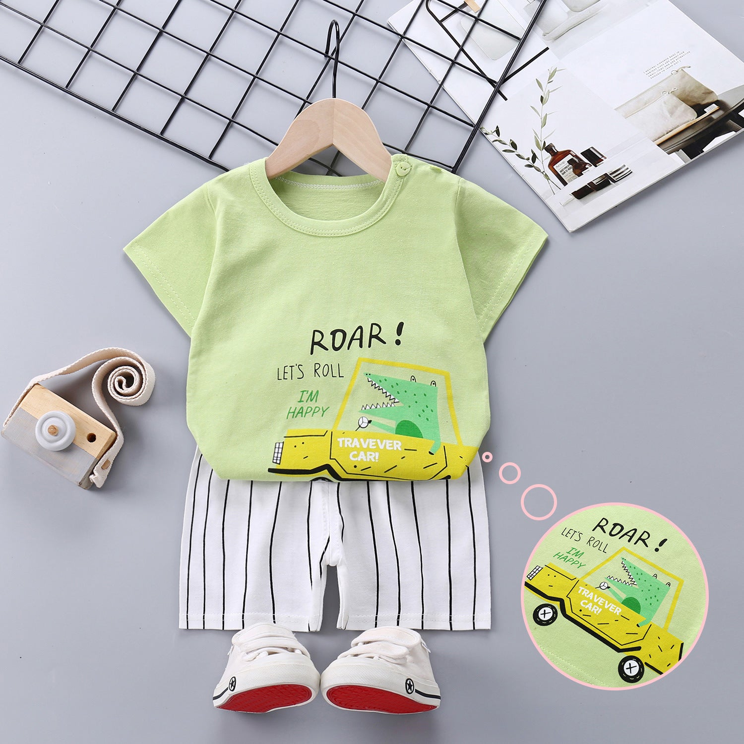 Children's Short-sleeved Suit Pure Cotton Korean T-shirt Shorts