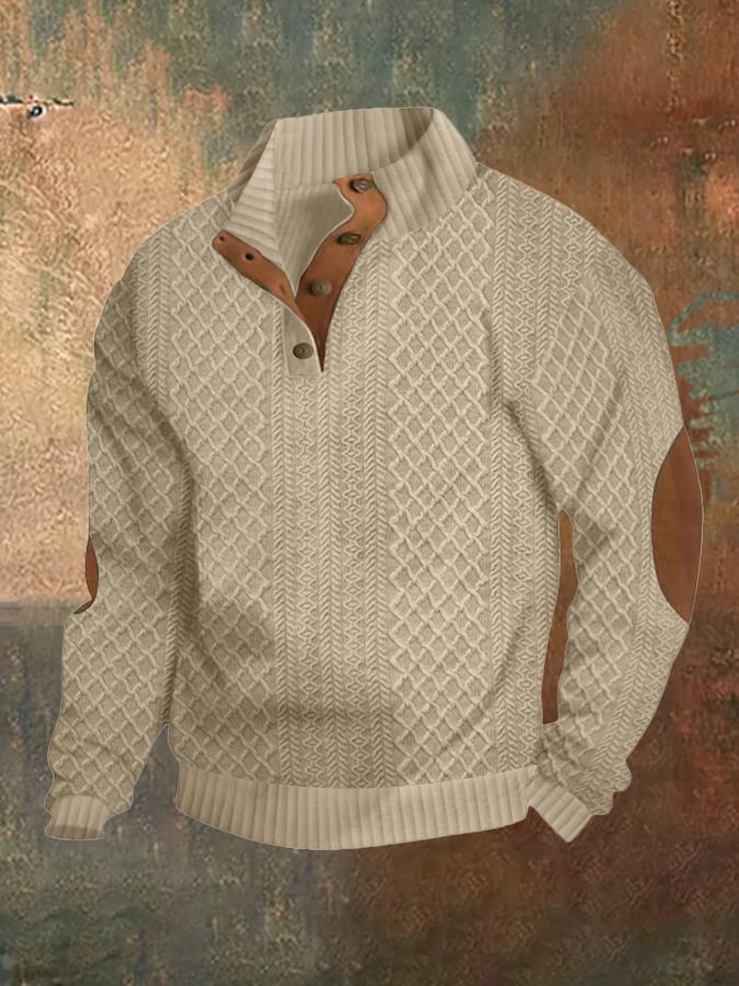 Men's Sweater Digital Printing Polyester Solid Color Retro