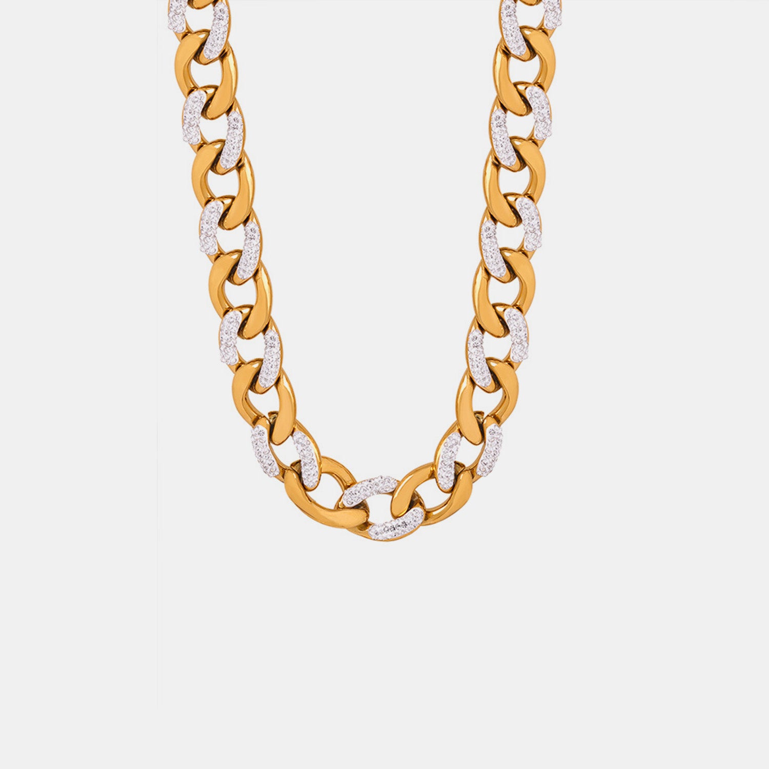 Zircon Titanium Steel Chunky Chain Necklace 