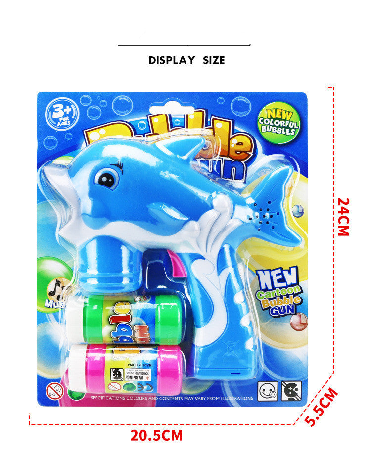 Children's Automatic Light Bubble Gun Toy Cute Cartoon Dolphin Shape Bubble Gun