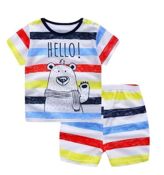 new children's summer children's clothing short-sleeved suit cotton boy girls small children cartoon summer two-piece