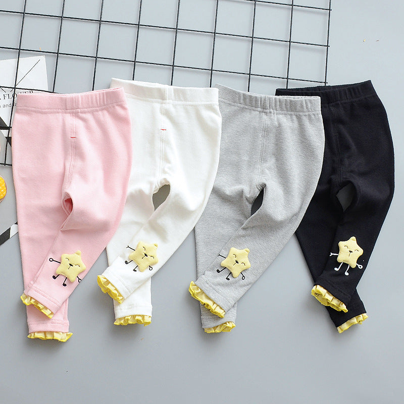 Children's pants for girls with wooden ears