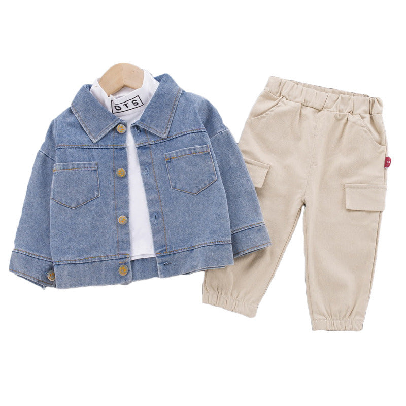 Three-piece baby denim jacket