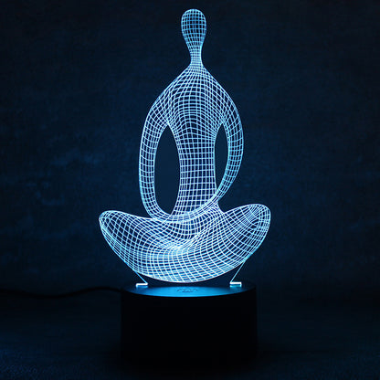 3D 7 Color Changing Yoga LED Meditation Of Acrylic Night Light Bedroom Illusion Lamp Livingroom Bedside Decor