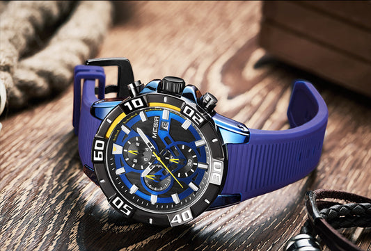 Fashion Luminous Multifunctional Chronograph Silicone Sports Watch Men