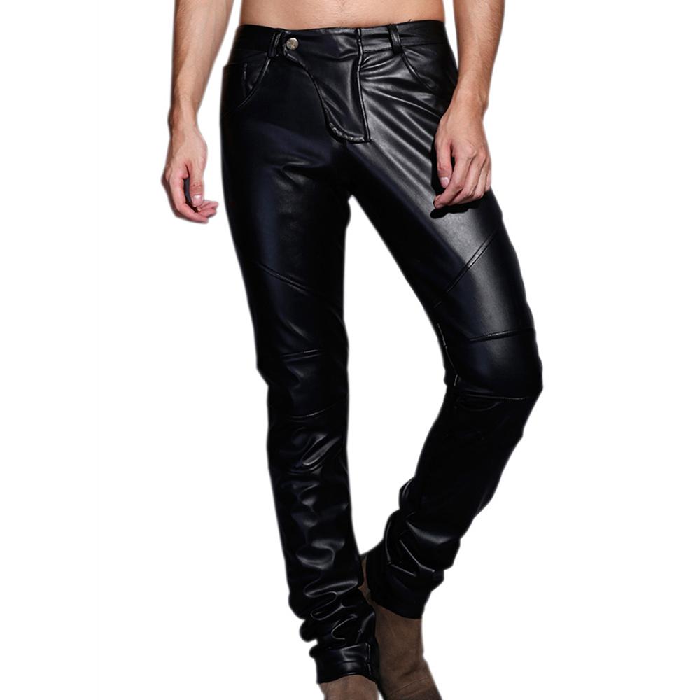 Patchwork leather pants