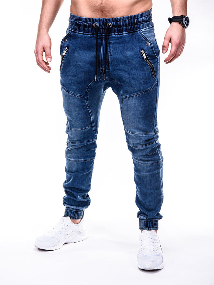 Men's casual sweatpants tie jeans