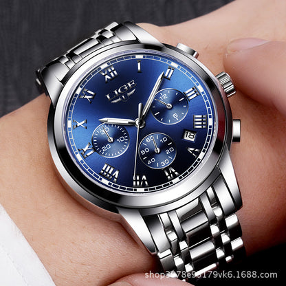 Men's personality fashion trend casual waterproof moon phase quartz watch business sports watch