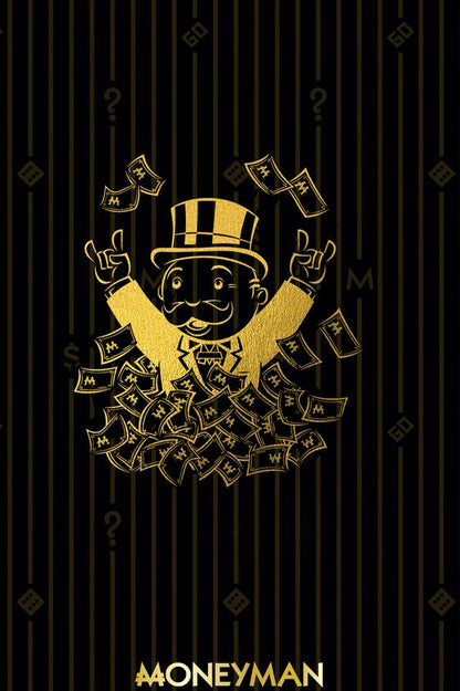 Abstract Golden Monopoly Art Posters And Prints Rich Money Man Pictures On Canvas Wall Paintings