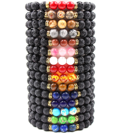 15 Colors Black Lava Stone Imperial Chakra Beads Essential Oil Diffuser Bracelet Balance Yoga Pulseira Feminina Buddha Jewelry