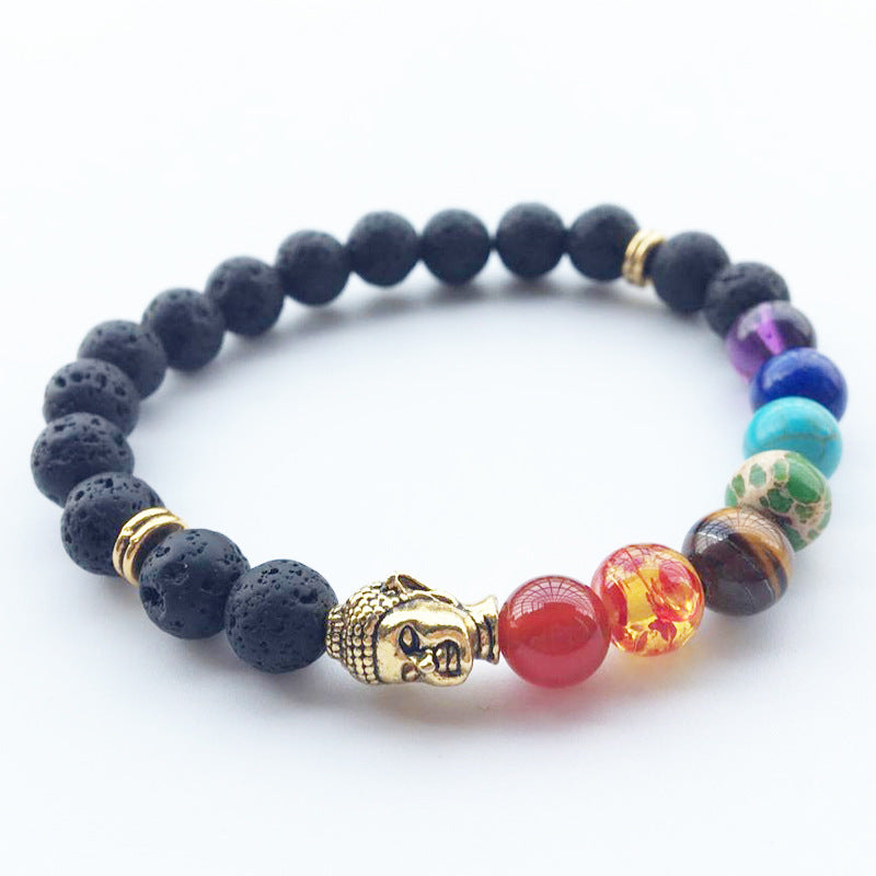 Volcanic stone Buddha head bracelet