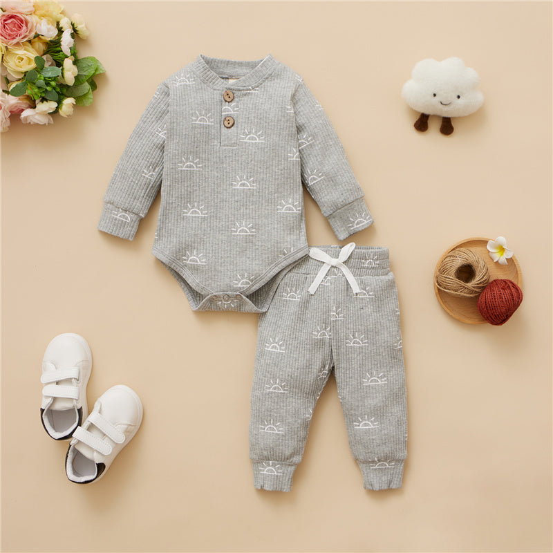 Men's Cotton Cartoon Pullover Pants Two-piece Suit