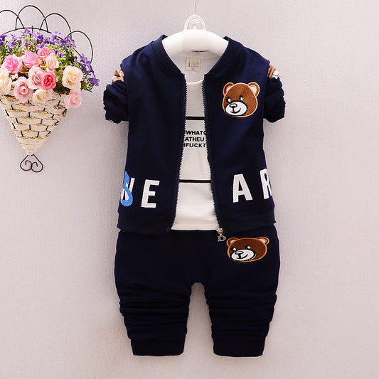 Boy's new clothes cartoon bear three-piece suit