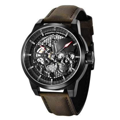 Skull Sapphire Mirror Mechanical Waterproof Hollow Belt Watch