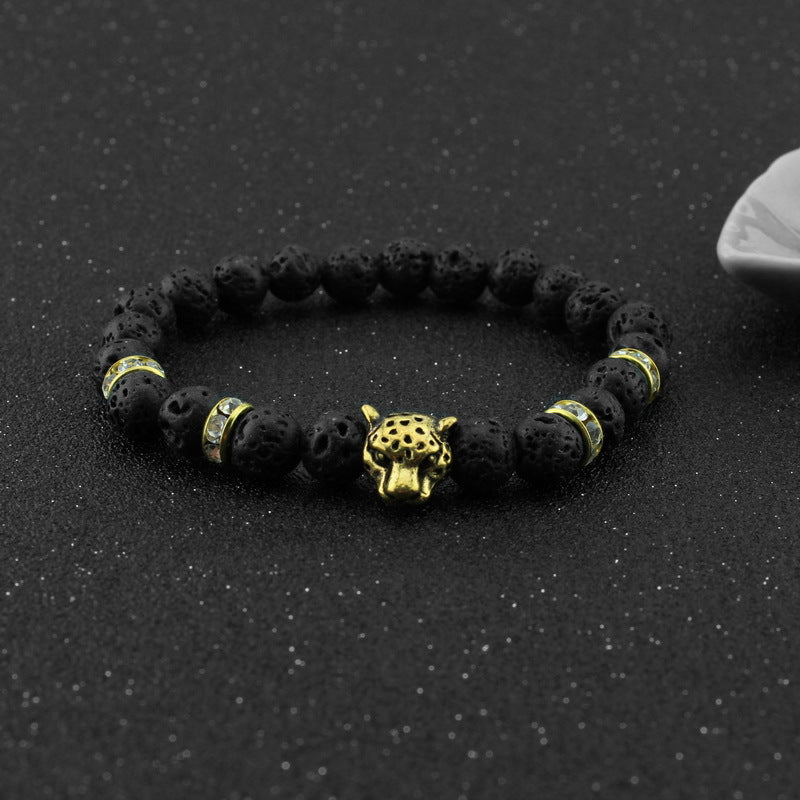 Frosted black volcanic stone hand string Buddha beads