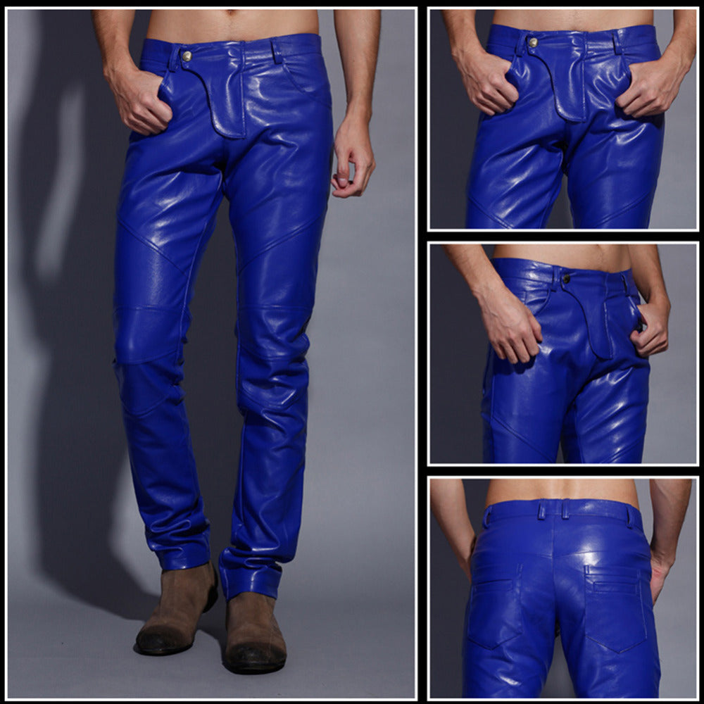 Patchwork leather pants