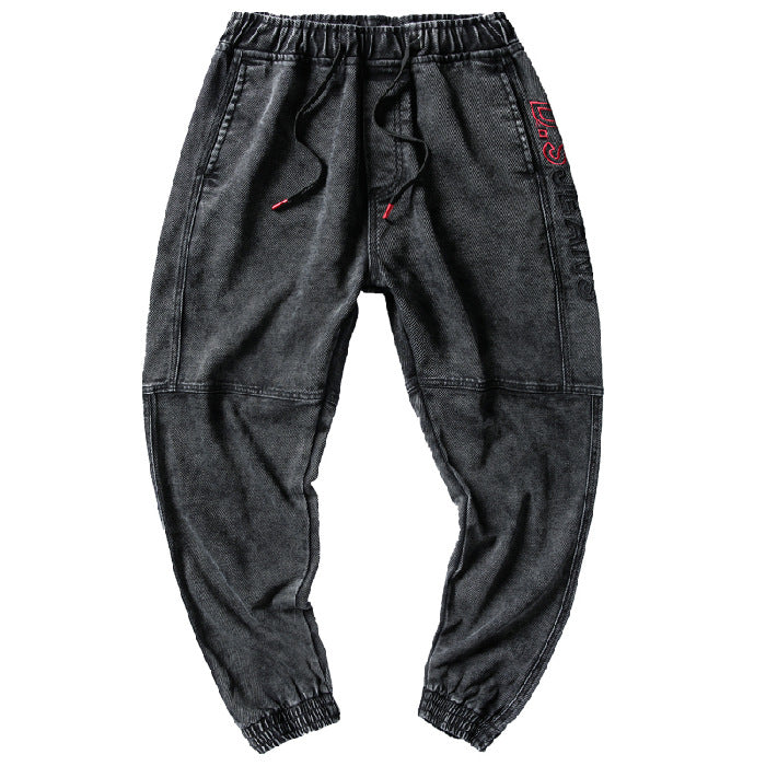 Embroidered men's loose jeans