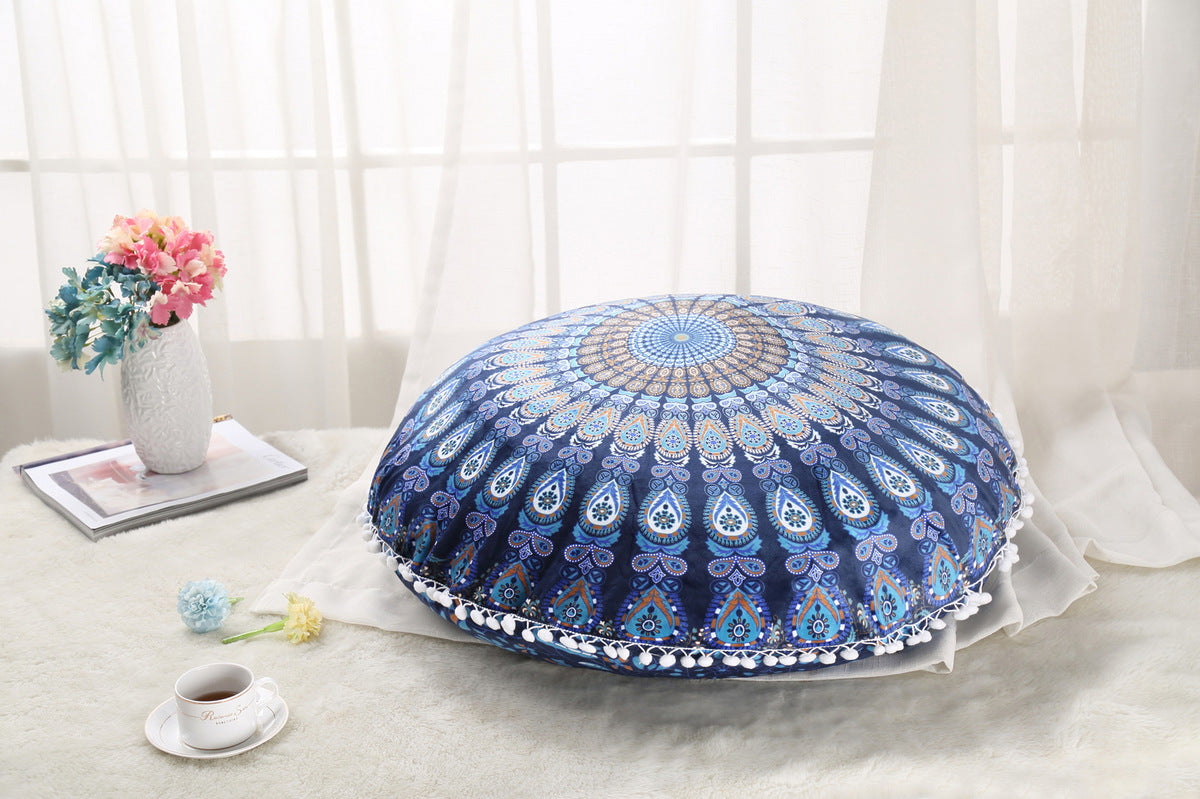 Colorful Mandala Floor Pillows Ottoman Round Bohemian Meditation Cushion Pillow Pouf