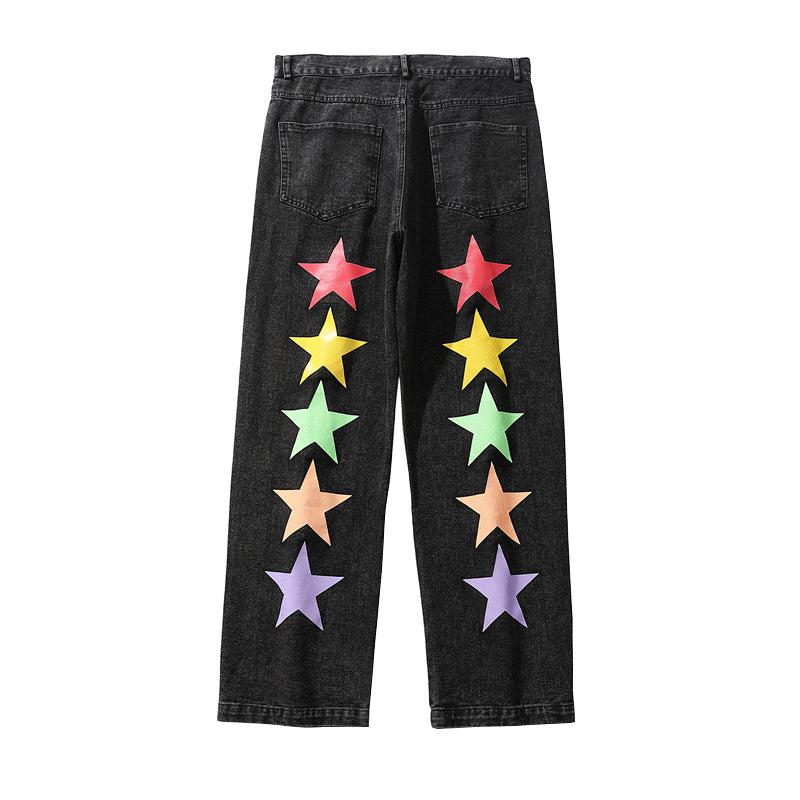 Pentagram jeans men's casual wide-leg trousers